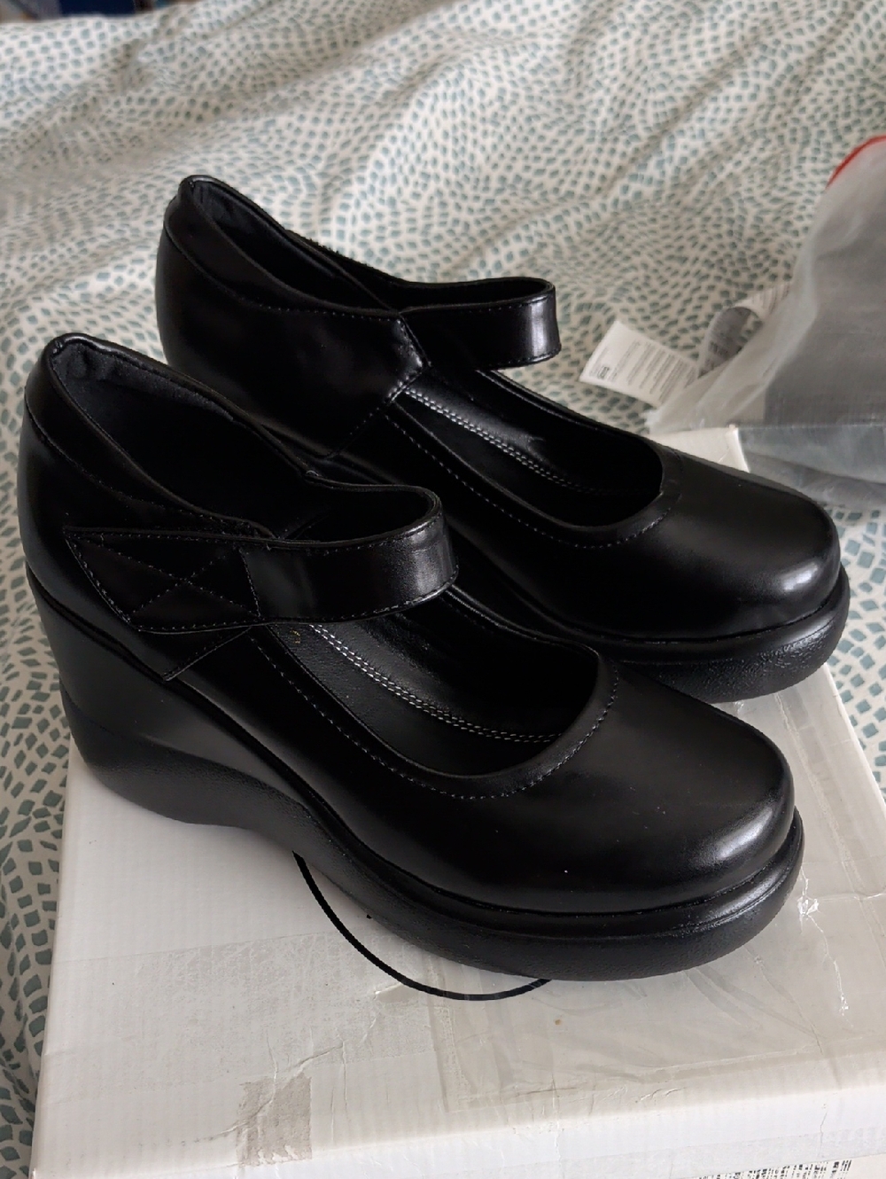 Black Mary Jane Wedge Shoes - Women's Classic Comfort